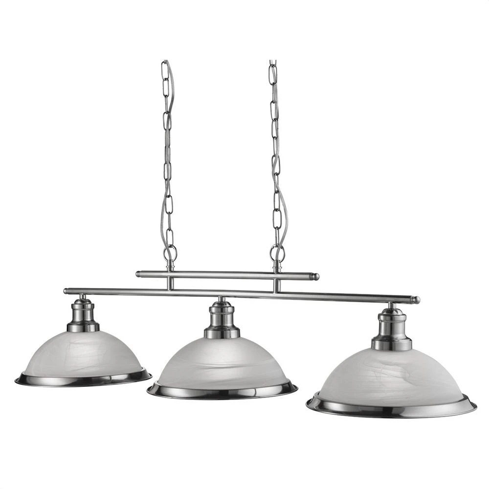 Bistro Satin Silver 3 Light Ceiling Bar With Acid Glass Shades 3 Bistro Satin Silver 3 Light Ceiling Bar With Acid Glass Shades