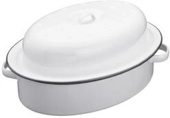 Living Nostalgia Enamel Oval Roaster With Lid 33cm