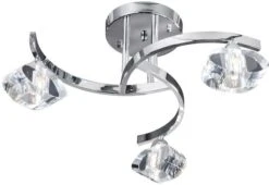 Searchlight Chrome Curved Semi Flush 3 Light With Clear Glass Shades