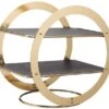 Artesa Wheel Frame Slate Serving Stand Brass