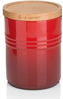 Le Creuset Medium Storage Jar With Wood Lid Cerise