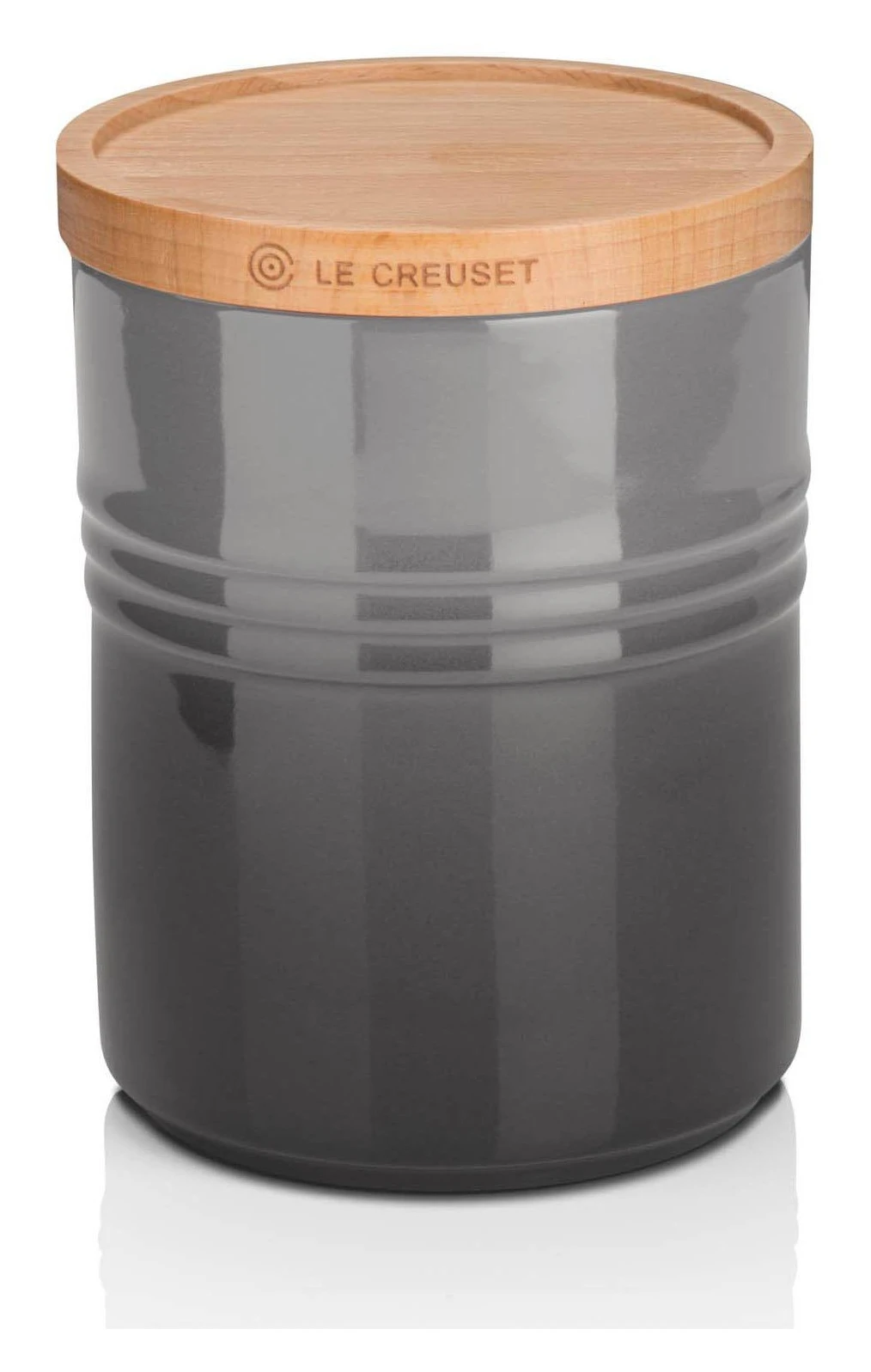 Le Creuset Medium Storage Jar With Wood Lid Flint 3 Le Creuset Medium Storage Jar With Wood Lid Flint