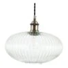 Pacific Lifestyle Clear Ribbed Round Glass Electrified Pendant -Haven Home Shop 32994 16651
