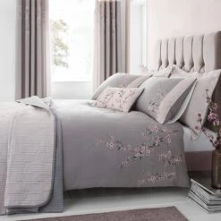 Catherine Lansfield Signature Blossom Grey Duvet Set