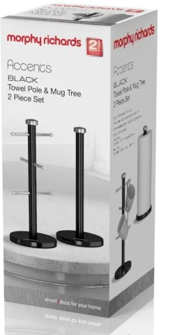 Morphy Richards Accents Towel Pole And Mug Tree Set Black -Haven Home Shop 42718 7898
