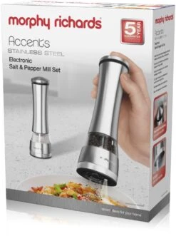 Morphy Richards Accents Electronic Salt & Pepper Mill Stainless Steel 8 Morphy Richards Accents Electronic Salt & Pepper Mill Stainless Steel -Haven Home Shop 42722 7887