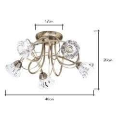 BHS Marianne Flush Ceiling 5 Light Antique Brass -Haven Home Shop 42789 7814