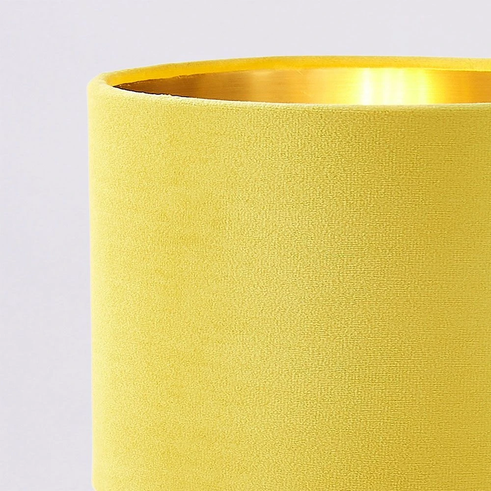BHS Velvet Table Lamp Ochre & Brass 5 BHS Velvet Table Lamp Ochre & Brass - Image 3