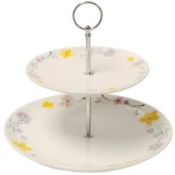 The English Tableware Company Pressed Flowers 2 Tier Cake Stand