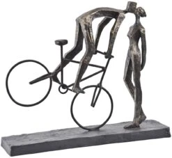 Libra Antique Bronze Kissing Couple On Bike Sculpture