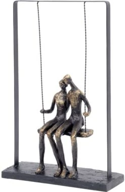Libra Couple Sitting On A Swing Bronze Figurative Sculpture