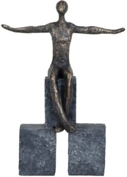 Libra Bronze Blocks Sitting Woman Sculpture
