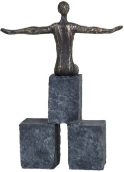 Libra Bronze Blocks Sitting Woman Sculpture -Haven Home Shop 46107 3708