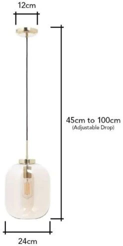 BHS Draper Glass Shade Ceiling Pendant Brass -Haven Home Shop 50006 33809