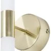 BHS Lois Twin Frosted Wall Light Satin Brass -Haven Home Shop 50013 33767