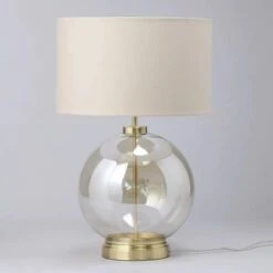 BHS Metro Clear Glass Sphere Table Lamps Lamp Satin Brass. 8 BHS Metro Clear Glass Sphere Table Lamps Lamp Satin Brass. -Haven Home Shop 50014 33771