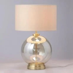 BHS Metro Clear Glass Sphere Table Lamps Lamp Satin Brass. 7 BHS Metro Clear Glass Sphere Table Lamps Lamp Satin Brass. -Haven Home Shop 50014 33772