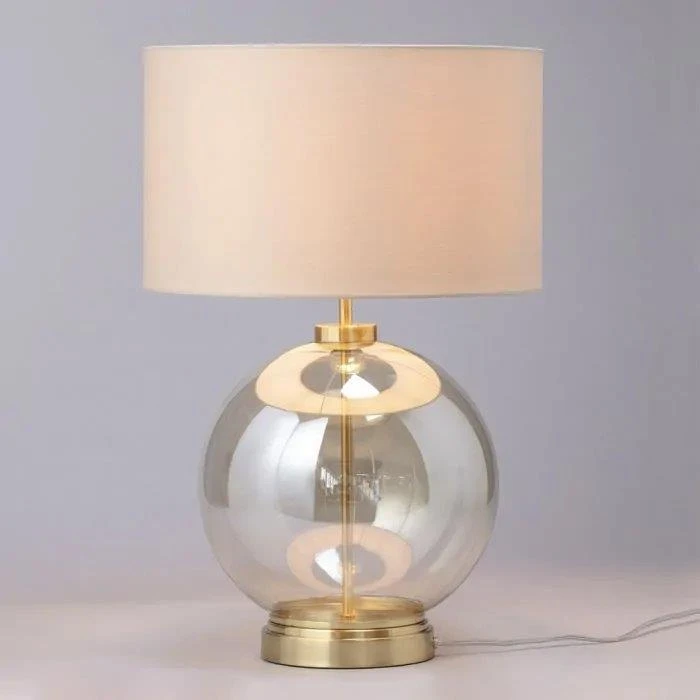 BHS Metro Clear Glass Sphere Table Lamps Lamp Satin Brass. 4 BHS Metro Clear Glass Sphere Table Lamps Lamp Satin Brass. - Image 3