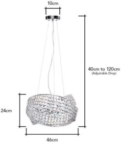 BHS Cypress Small Crystal Rings Ceiling Pendant Chrome -Haven Home Shop 50023 33764