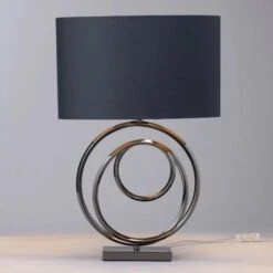 BHS Saturn Swirl Base Table Lamps Lamp Dark Grey Shade -Haven Home Shop 50025 33742