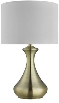 Searchlight Touch Table Lamps Lamp - Antique Brass & Fabric Shade