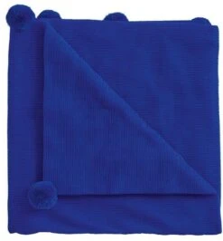Helena Springfield Pom Pom Knit Throw Dark Blue