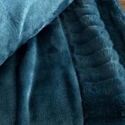 Catherine Lansfield Velvet & Fur Throw Teal 9 Catherine Lansfield Velvet & Fur Throw Teal -Haven Home Shop 51316 30058
